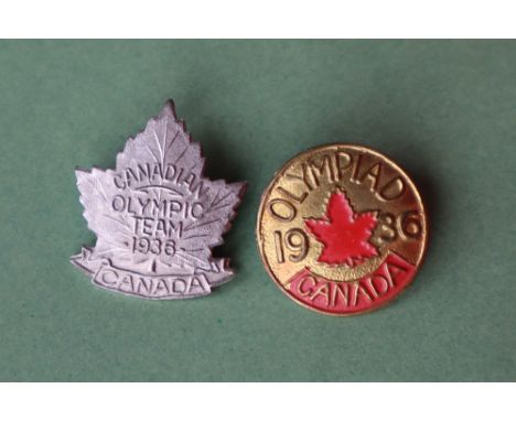 A 1936 Berlin Olympic Games Canadian team badge, courtesy International nickel Co, Canada, a nickel maple leaf shaped badge w