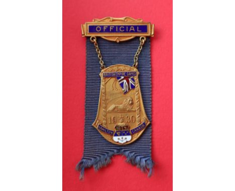 1930 the 1st British Empire Games in Hamilton, Canada, an Official's badge enamelled with "Official, British Empire & Commonw