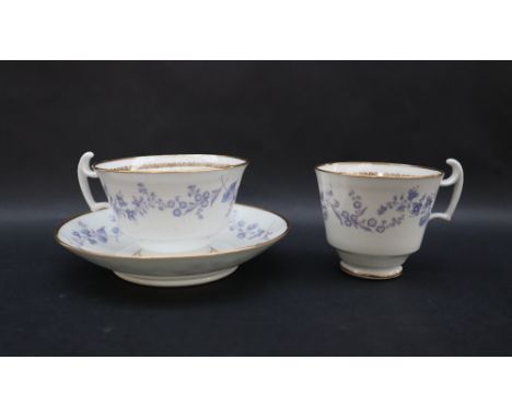 A Swansea porcelain Forget Me Not pattern trio, including a tea cup, coffee cup and saucer