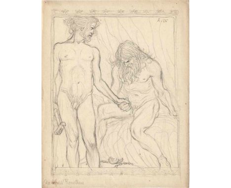   Fidus: Der befreite Prometheus  "Der befreite Prometheus"  Bleistift auf Velin. 1905.  31,5 x 25 cm.  Oben rechts in der Da