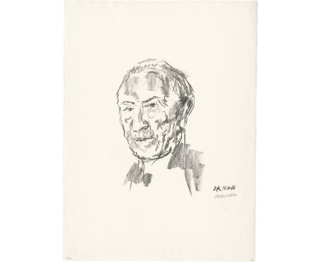   Kokoschka, Oskar: Konrad Adenauer  Konrad Adenauer  Lithographie auf BFK Rives-Velin. 1966.  40,5 x 34,5 cm (75,5 x 56 cm).