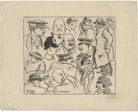   Zille, Heinrich: Berliner Köpfe  Berliner Köpfe  Lithographie auf Similijapan. 1922.  23,1 x 27,1 cm (32,7 x 40,7 cm).  Sig