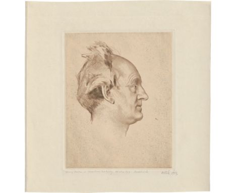  Orlik, Emil: Portrait Gerhart Hauptmann (Kopf im Profil nach rechts)  Portrait Gerhart Hauptmann (Kopf im Profil nach recht
