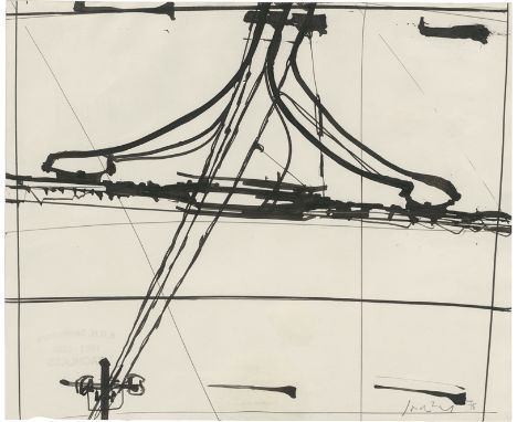   Sonderborg, K. R. H.: Ohne Titel  Ohne Titel  Pinsel in Schwarz und Deckweiß auf Arches Special-Velin. 1975.  38 x 46 cm.  