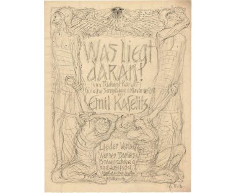   Fidus: Was liegt daran!  "Was liegt daran!"  Bleistift auf Velin. 1916.  32,2 x 24,8 cm.  Unten rechts mit Bleistift monogr