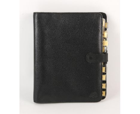 A vintage MULBERRY A5 size black leather Filofax style planner/organiser with original Mulberry inserts.Part of a collection 
