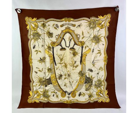 HERMES silk scarf Ingrid depicting butterflies and dragonflies and other insectsCondition Report:  Good condition with light 
