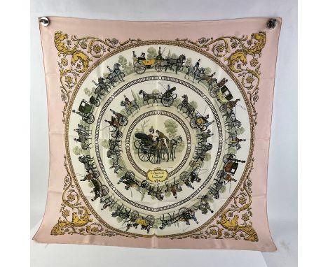 HERMES silk scarf La Promenade de Longchamps in pinkCondition Report:  Good condition. Very light marks