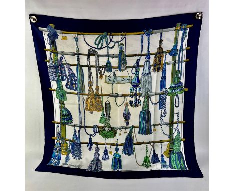 HERMES silk scarf Passementerie in blue colourwayCondition Report:  Good condition with light marks