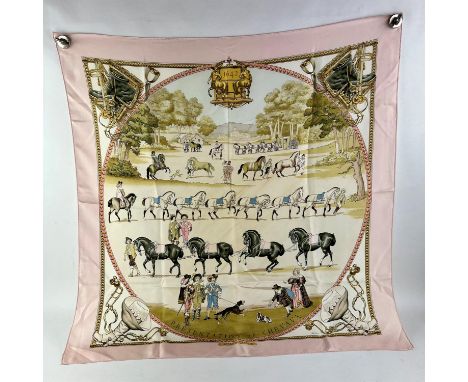 HERMES silk scarf Presentation de Chevaux in pink colourwayCondition Report:  Good condition with light marks