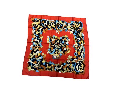 HERMES silk scarf BAROQUE in orange and blue.Condition Report:  Light marks and would benefit from dry-cleaning