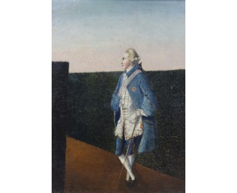 19th century English School, naive oil on canvas, Portrait of King George III, 34 x 25cm