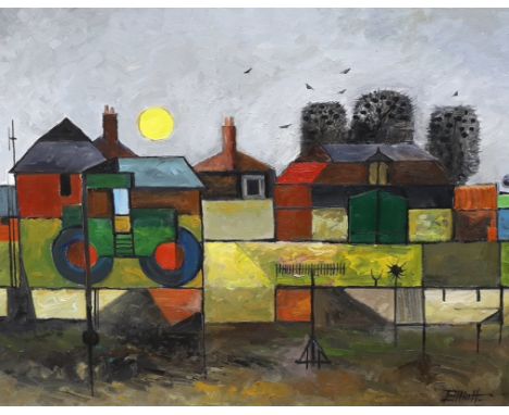 Robin Alexander Elliott (b. 1936), oil on canvas, 'Rookery and Owl Barn', signed, inscribed verso, 59 x 74cm Born in London i