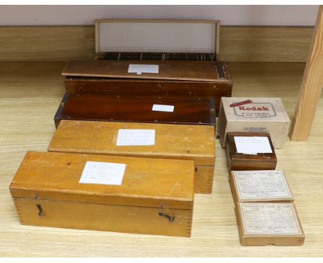 A collection of Magic Lantern boxed slides and quarter plate negatives, shipping and naval recovery