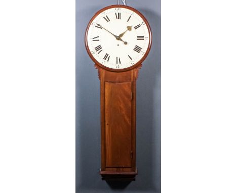 A mahogany cased tavern clock of "early 19th Century" design by Leslie Brundle of Westbrook, Margate, Kent, the 18ins painted