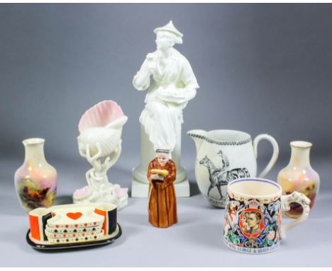 A small collection of primarily English ceramics, including - Royal Worcester bone china figure - "La Fleur" (3586), modelled