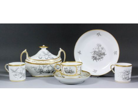 A mixed collection of early 19th Century bat printed English ceramics, including - a rare Spode saucer dish of Royal interest