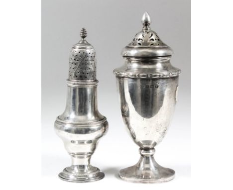 A George III silver sugar caster, the pierced domed cover with spiral reeded finial, with rope pattern mounts, on circular fo