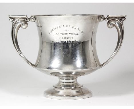A George V silver two-handled prize cup - "St. Peter's and Broadstairs Horticultural Society Vegetable Cup 1935", of waisted 