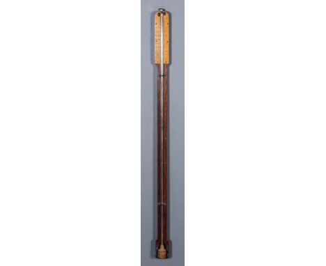 A 19th Century rosewood cased stick barometer by T. Harris &amp; Son, 52 Great Russell Street, London, with exposed tube and 