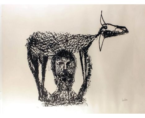 Sidney Robert Nolan (1917-1992) - Limited edition lithograph - Man and goat, 19.75ins x 25.75ins, signed and numbered 52 (of 