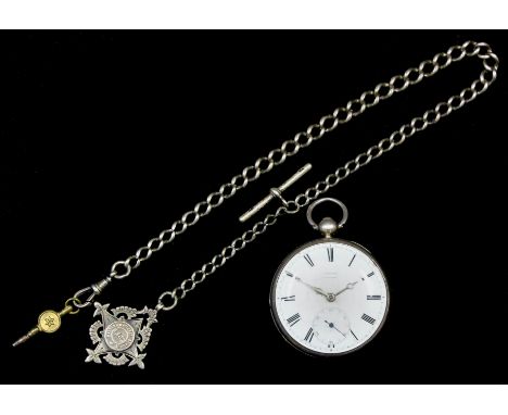 A George IV silver cased open faced fusee pocket watch by Garland of Plymouth, the white enamel dial with Roman numerals, sub