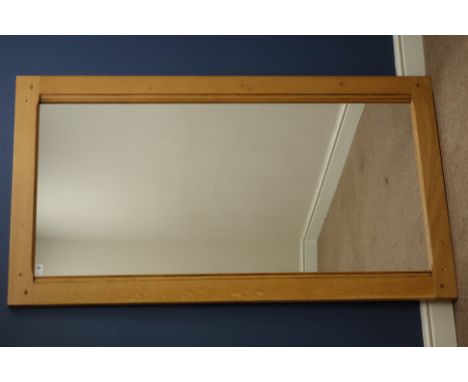 Large rectangular light oak framed wall mirror, 91cm x 161cm   Condition Report   Click here for further images, condition, a