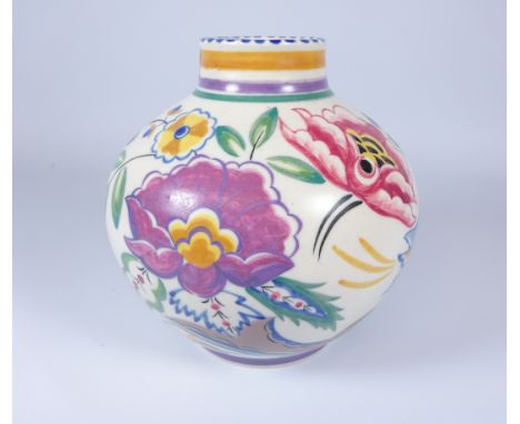 Early Poole pottery squat vase c1935, by Eileen Prangell, H20cm    Condition Report   Click here for further images, conditio