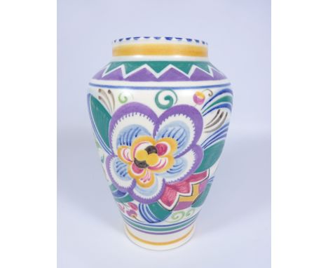 Early Poole pottery vase painted by Ruth Pavely c1935, H18.5cm    Condition Report   Click here for further images, condition