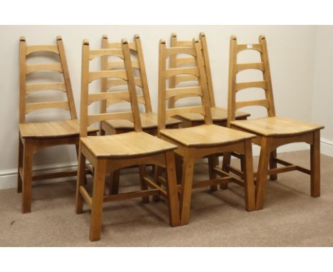 Set six beech ladder back kitchen dining chairs   Condition Report   Click here for further images, condition, auction times 