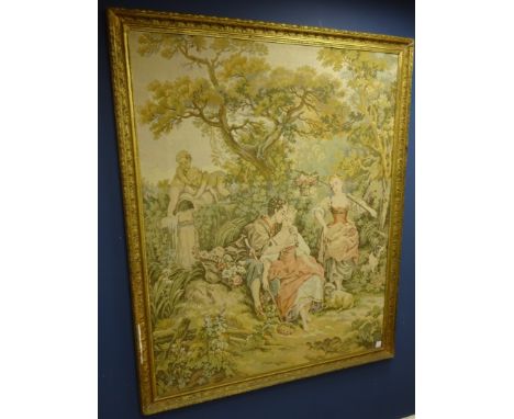 Large machine woven tapestry depicting a traditional 18th Century scene, W109cm x H137cm    Condition Report   Click here for