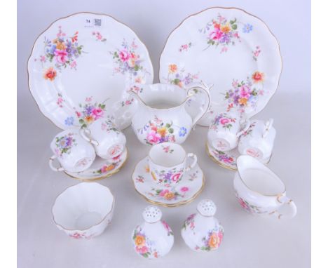 Royal Crown Derby 'Posies' coffeeware including five cups, six saucers, cream jug and sugar bowl, large jug etc (18)   Condit