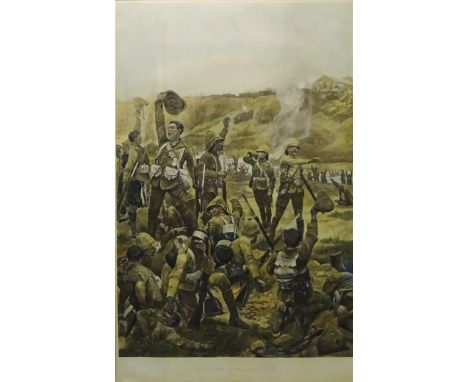 'The Dawn of Majuba 1900 - (Surrender of Cronje)', engraving hand coloured after R. Caton Woodville by A Salmon, Paris pub. H
