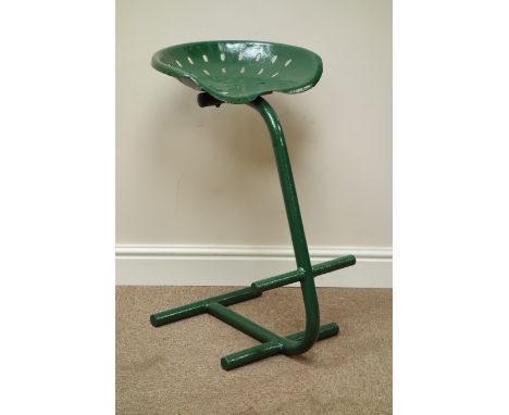 Set three green painted tractor seat bar stools