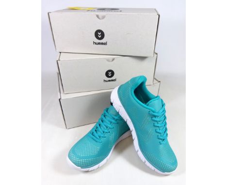 Three pairs of Hummel trainers, size three 1/2, four and five, as new (3)
