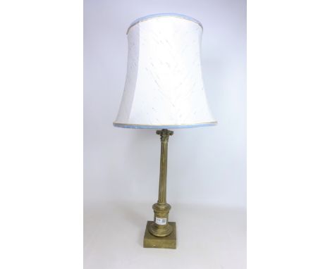 Early 20th Century brass corinthium column table lamp, H37cm excluding fitting    Condition Report   Click here for further i