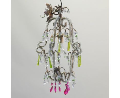 A Murano coloured glass style ceiling light, together with a chandelier, 67cm high (2)