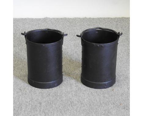A small vintage style metal bucket, together with another, 26cm high