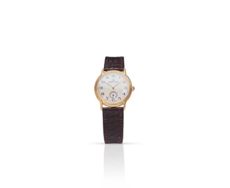 Y Jaeger-leCoultre: a mother of pearl wristwatch Odysseus model 141 162 2, case marked 750, manual wind movement, round mothe