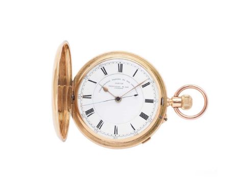 Reynolds &amp; Son: a chronometer pocket watch full hunter, keyless wind, 18ct gold case with full London hallmarks for 1900,