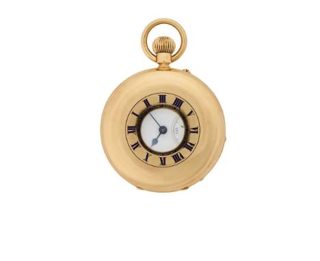 James Ramsay of Dundee: an 18ct gold pocket watch half hunter, keyless wind, case with full 18ct gold hallmarks for London 19