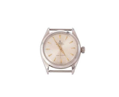 Tudor: a steel wristwatch Oyster Royal model 7934, stainless steel case, manual wind movement, round silver-coloured dial wit