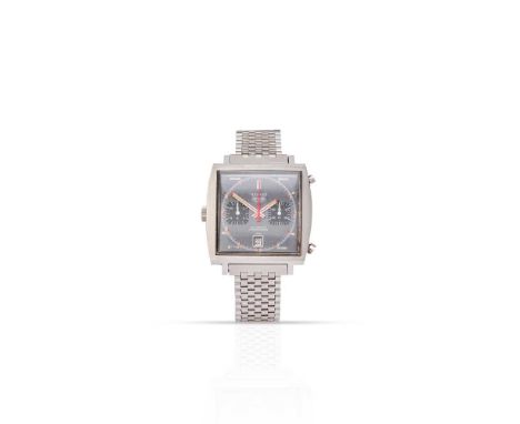 Heuer: a square stainless steel wristwatch Monaco Automatic Chronograph model, 1970s, stainless steel case, manual wind movem
