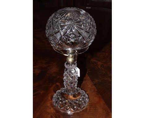 Crystal glass table lamp and shade.