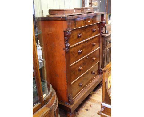Victorian mahogany scotch chest of five drawers.
