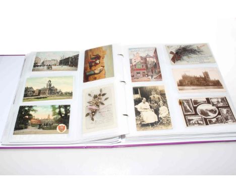 Album of postcards depicting Seaside Trippers Morley Feast Railway Station, Morley street scenes, Thornborough, The Meet at B