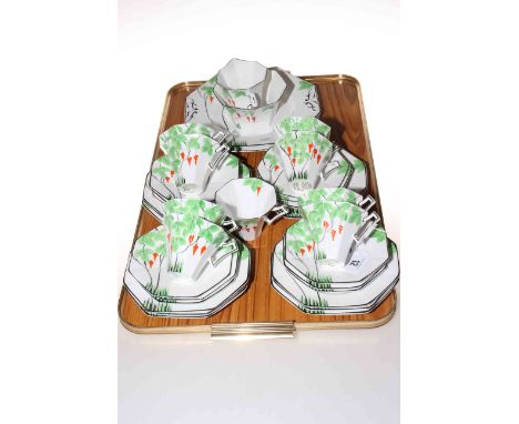 Thirty seven pieces of Melba bone china teaware, painted no. 4116.