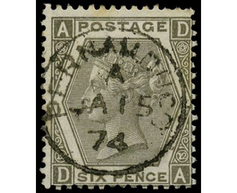 Great Britain used Abroad: Brazil 1873 6d grey plate 12 used by almost complete PERNAMBUCO cds for Ja 15 74 (SG Z32), centred