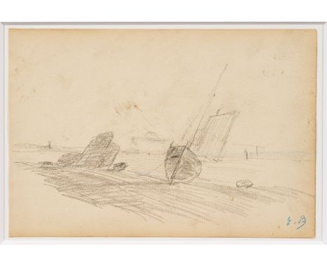Eugène Boudin(1824 Honfleur - 1898 Paris)Fischerboot am Strand der NormandieBoudin gilt als Wegbereiter des Impressionismus u