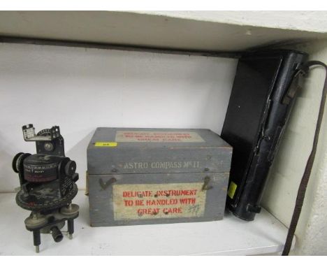 An Air Ministry Astro Compass MKII 6A/11740 4P, circa 1940, boxed and a black lacquered tin case 
